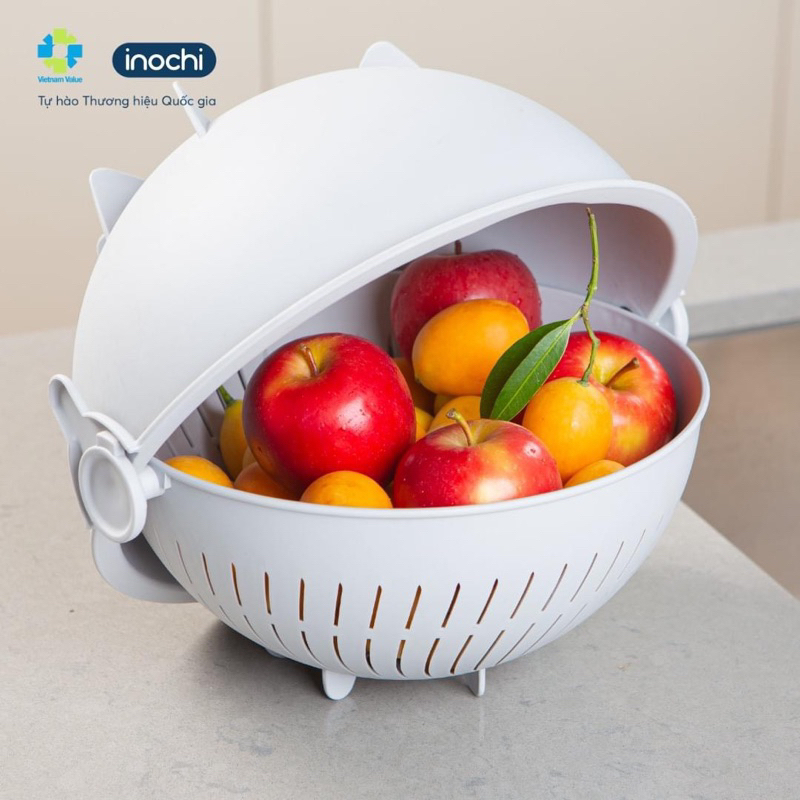 BỘ THAU RỔ XOAY 360 độ cao cấp Yoko Inochi 28cm - thông minh, an toàn, Ag+ kháng khuẩn, tiện lợi