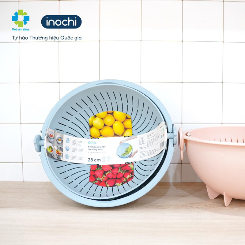 BỘ THAU RỔ XOAY 360 độ cao cấp Yoko Inochi 28cm - thông minh, an toàn, Ag+ kháng khuẩn, tiện lợi