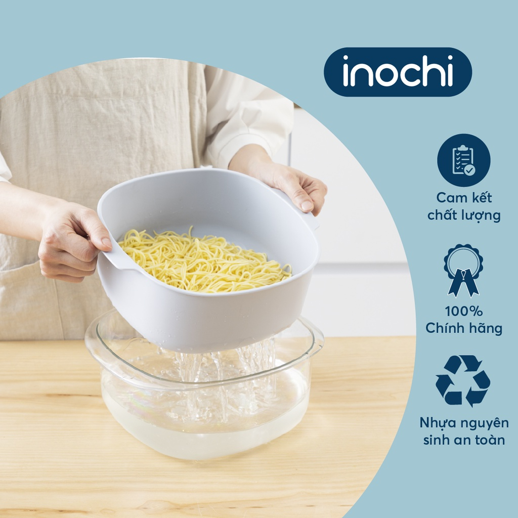 BỘ THAU RỔ NHỰA TRONG SUỐT VUÔNG Yoko Inochi (size 23cm/27cm) nhựa cao cấp, an toàn, tiện dụng