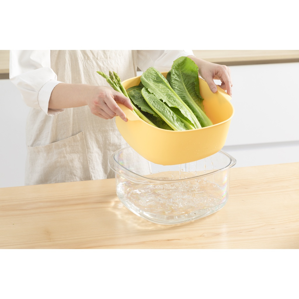 BỘ THAU RỔ NHỰA TRONG SUỐT VUÔNG Yoko Inochi (size 23cm/27cm) nhựa cao cấp, an toàn, tiện dụng