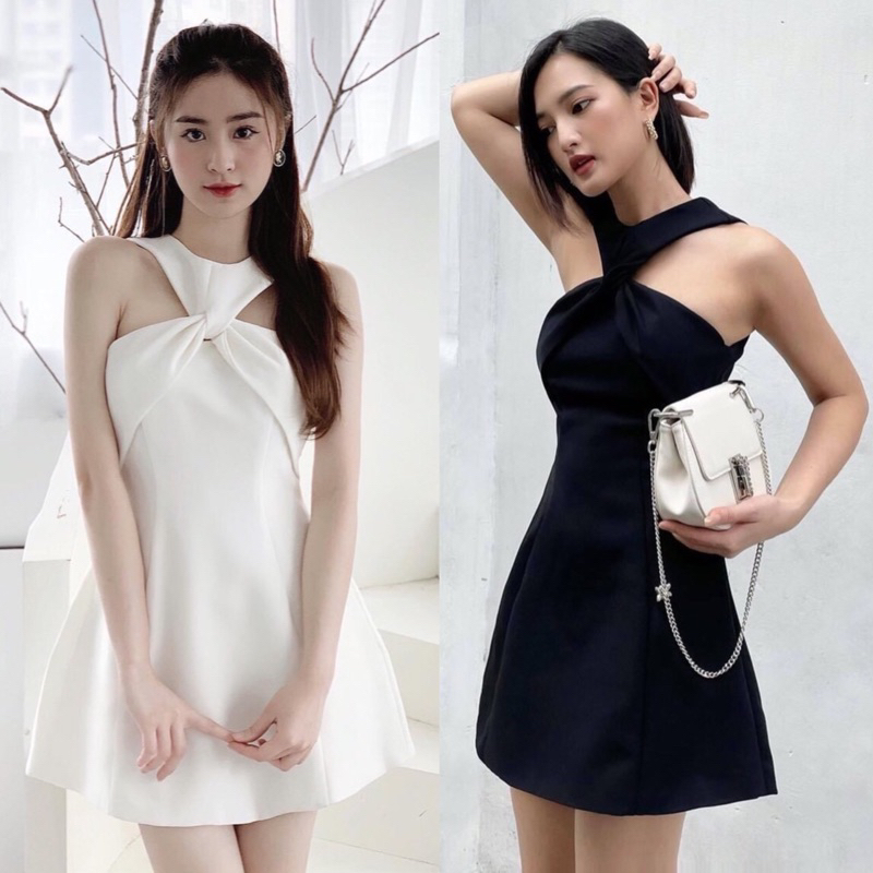 Đầm dự tiệc MINA thiết kế cổ yếm dáng xoè mini chữ A chất liệu Cotton lạnh dễ thương trẻ trung đi chơi hẹn hò MN176 spe