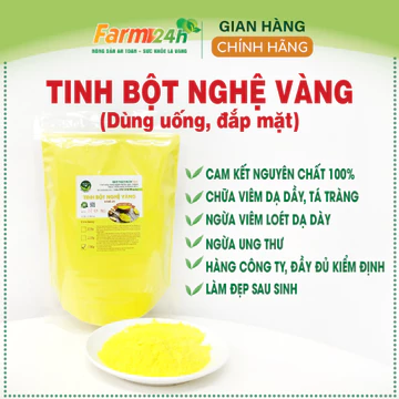[500 gram] Tinh bột nghệ vàng Nghệ An, nguyên chất 100%, rất tốt cho dạ dày, làm đẹp da mặt, lành vết thương | Farm24h