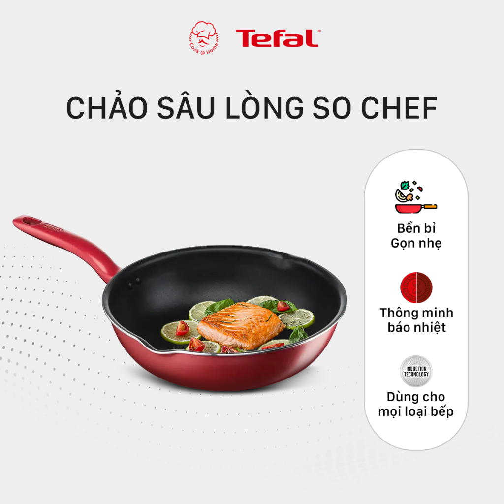 Chảo chống dính sâu lòng Tefal So Chef dùng cho bếp từ size 24, 28cm - Bảo hành 2 năm