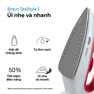 Bàn là hơi nước Braun SI1019RD, Hàng chính hãng bảo hành 24 tháng.
