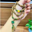 Vòng tay bằng trầm hương tóc lào, mix charm tổng hơp đá xanh hoa sen mix vàn:g 24k-An yên-Thanh lịch-May mắn