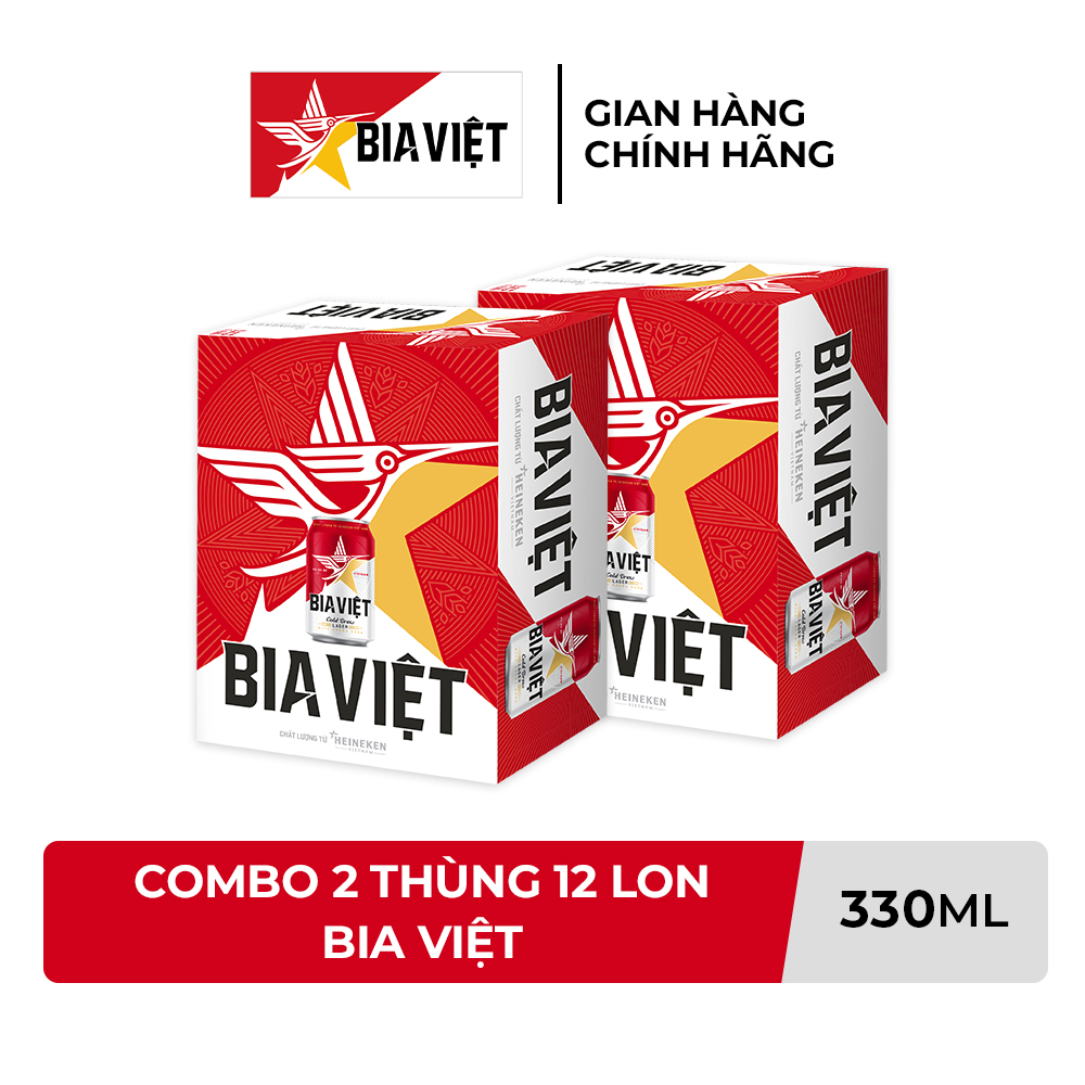HỎA TỐC HCM - Combo 2 Thùng 12 lon Bia Việt - 330ml/lon