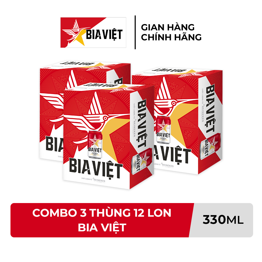 HỎA TỐC HCM - Combo 3 Thùng 12 lon Bia Việt 330ml/lon