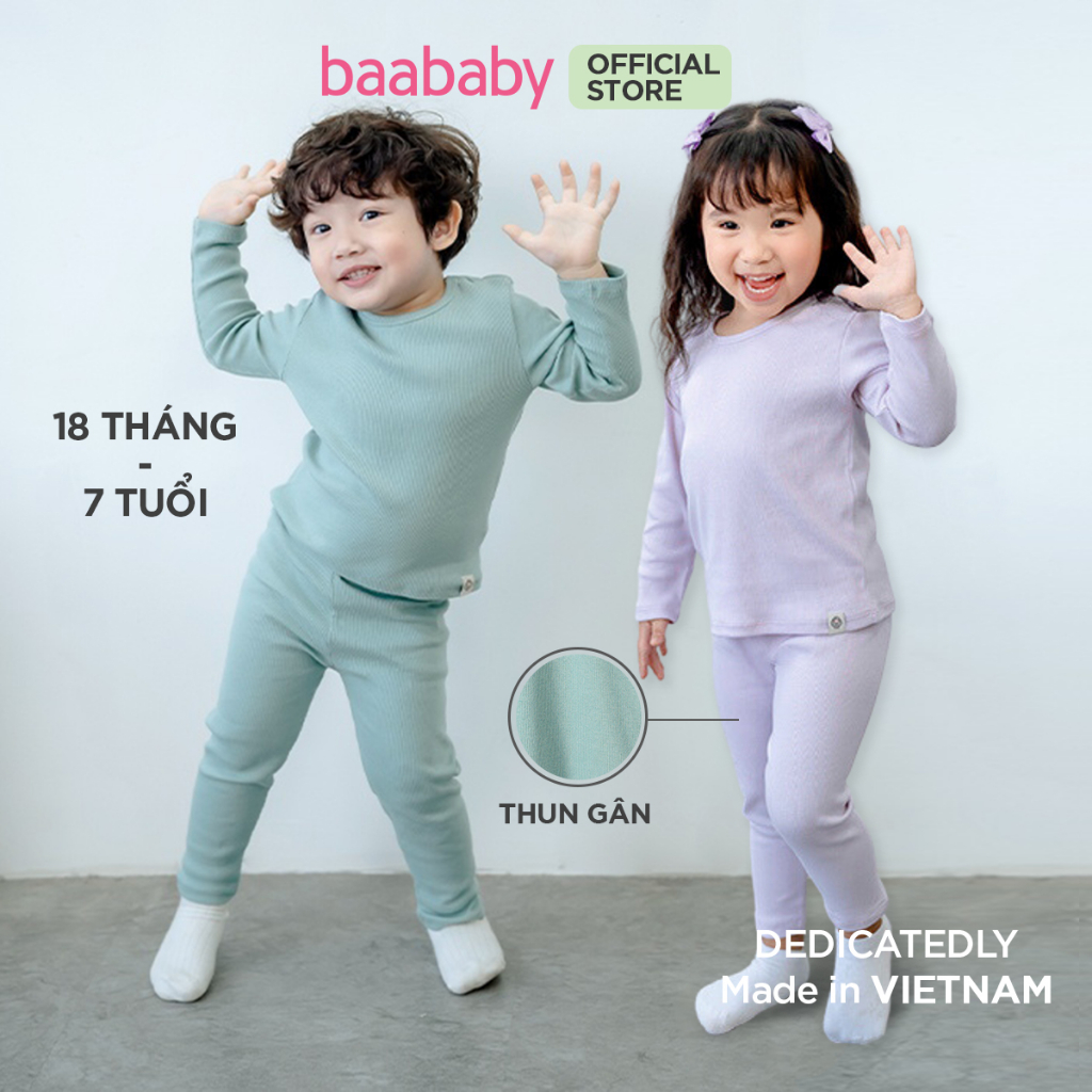 [Mã BMLTB35 giảm đến 35K đơn 99K] Đồ bộ quần áo dài tay thun gân bé trai bé gái BAA BABY cotton từ 1-7 tuổi - UT-DB07D
