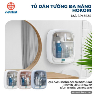 Kệ Đựng Mỹ Phẩm 3635 Treo Tường Nhà Tắm Hokori Việt Nhật Chống Nước Có Nắp Cam Homeware