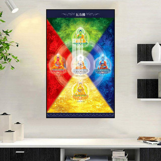 Tranh Treo Tường Ngũ Trí Phật - Tranh Laminate Tráng Gương (50x100cm)