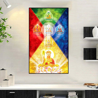 Tranh Treo Tường Ngũ Trí Phật - Tranh Laminate Tráng Gương (50x100cm)