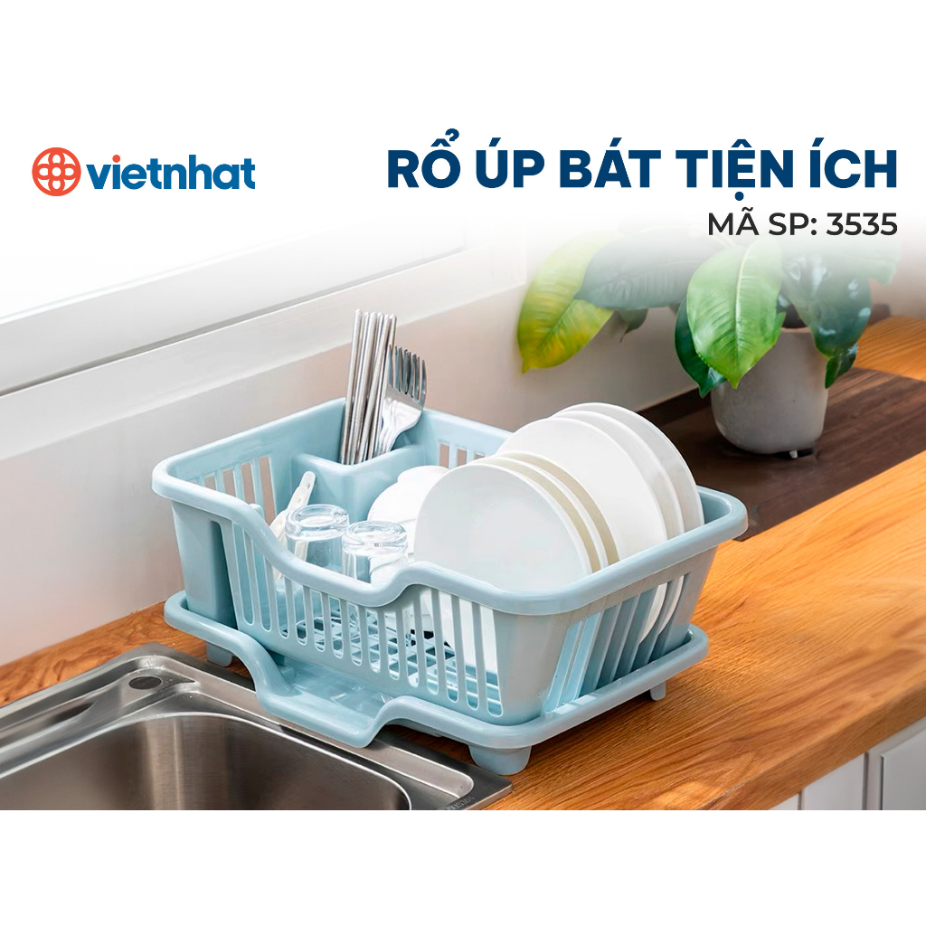 Rổ úp bát tiện ích 3535, Giá để chén bát tiện dụng đa năng Việt Nhật cao cấp