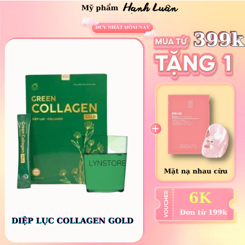 🆗.(Đã bán 1,9k) Diệp lục collagen gold mẫu mới, hộp 30 gói, xóa mờ nám, tàn nhang, giảm mụn myphamhanhluan