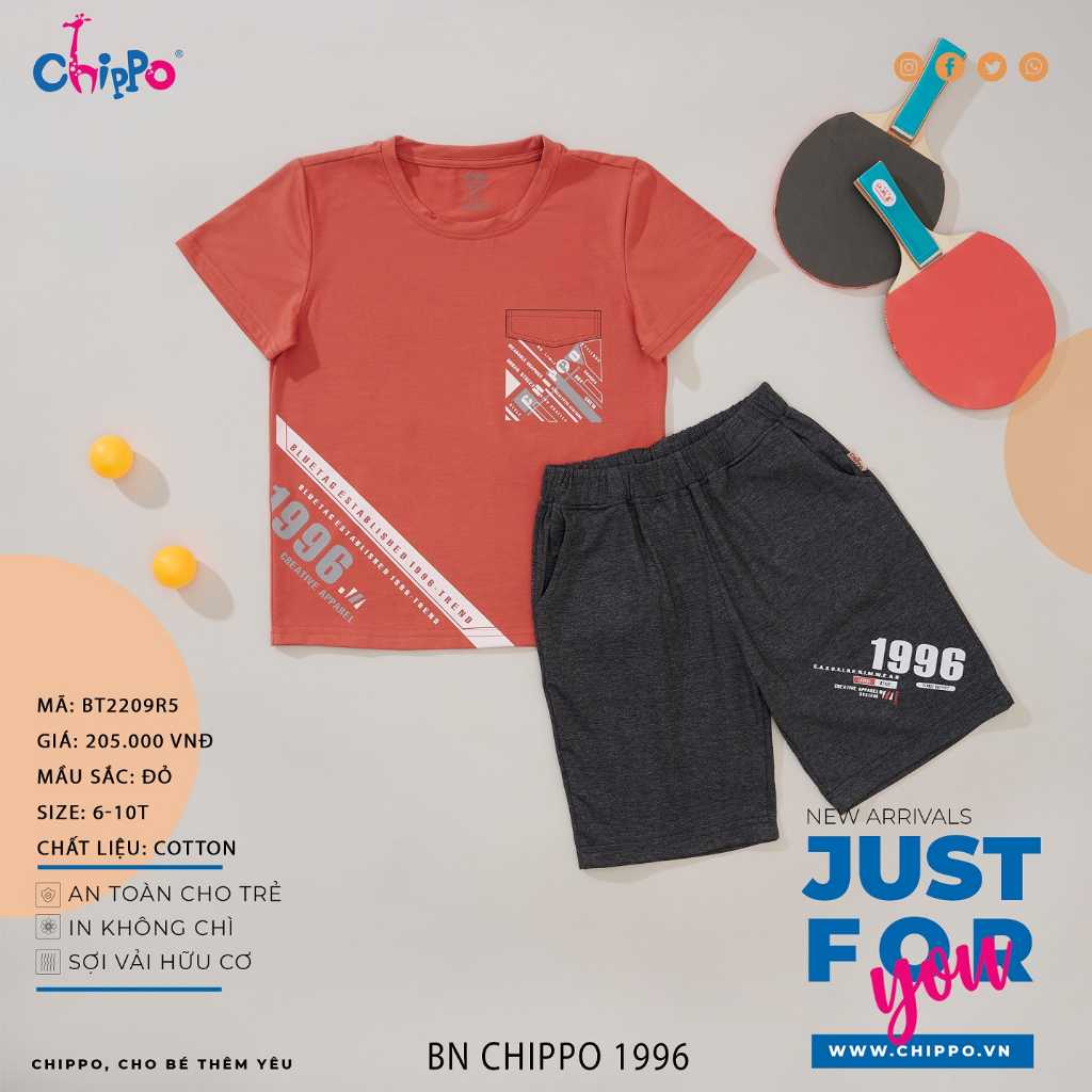Ảnh Set bộ hè Chippo chất liệu 100% Cotton mặc ở nhà cho bé Trai từ 6 đến 10 Tuổi (22-33Kg) 1