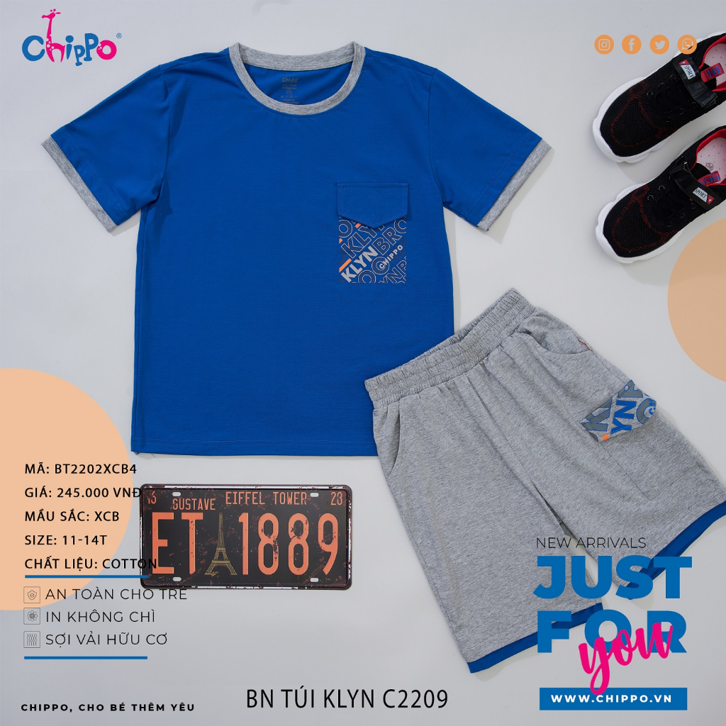 Ảnh Set bộ hè Chippo chất liệu 100% Cotton mặc ở nhà cho bé Trai từ 11 đến 14 Tuổi (34-50kg) 3