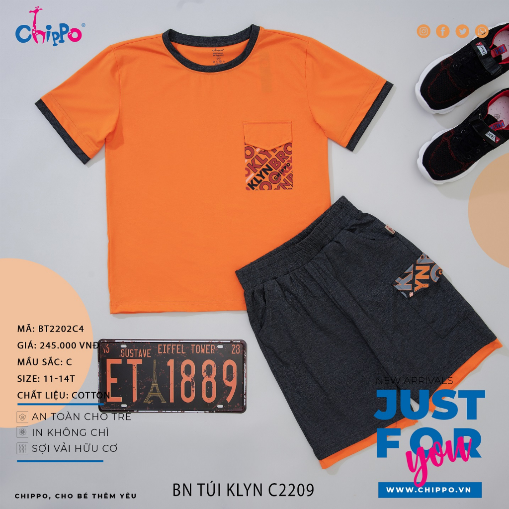 Ảnh Set bộ hè Chippo chất liệu 100% Cotton mặc ở nhà cho bé Trai từ 11 đến 14 Tuổi (34-50kg) 1