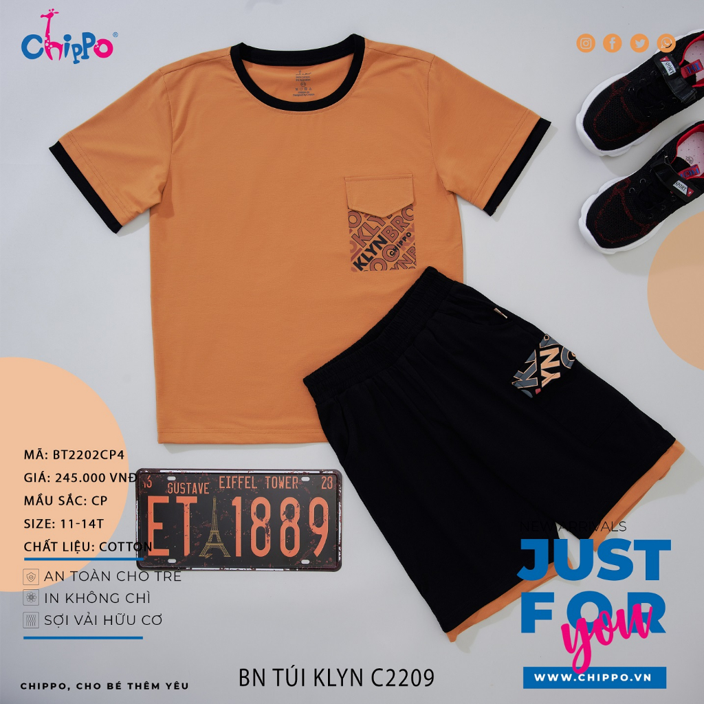 Ảnh Set bộ hè Chippo chất liệu 100% Cotton mặc ở nhà cho bé Trai từ 11 đến 14 Tuổi (34-50kg) 2