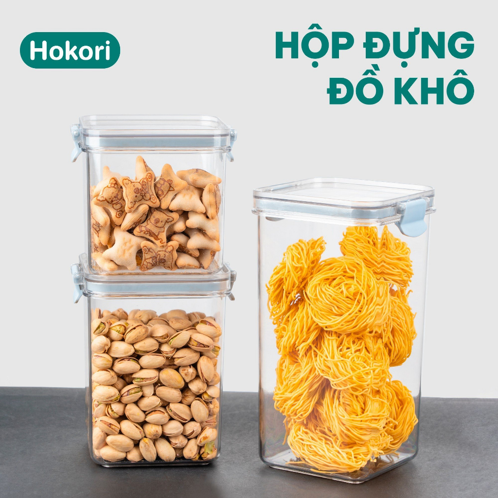 Bộ hộp đựng thực phẩm khô 700-1000-1500ml Việt Nhật cao cấp, Hộp đựng hạt và đồ khô các loại