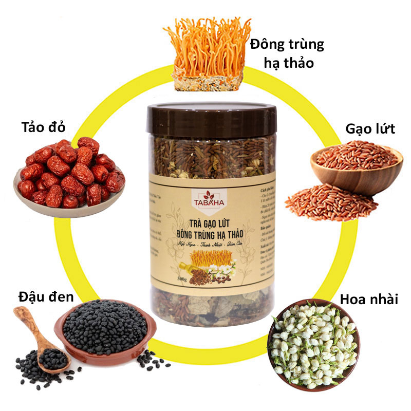 Ảnh Trà Gạo Lứt Đông Trùng Hạ Thảo TABAHA 500g Giúp Thanh Nhiệt, Tăng Đề Kháng 1