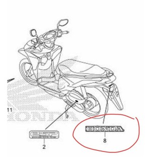 tem honda 50mm dán cóc đuôi dè vè sau click vario 125 150 2015 2016 2017