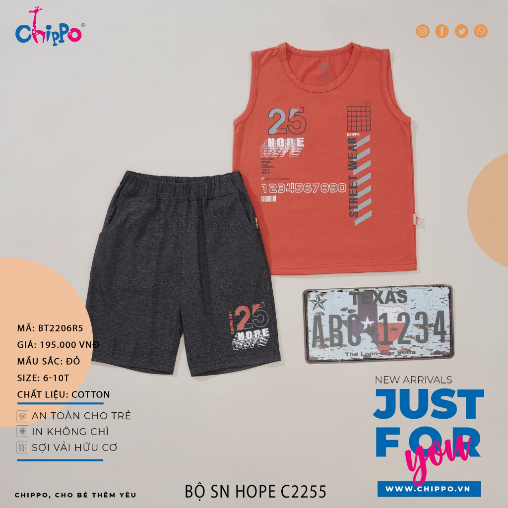 Ảnh Set bộ hè Ba Lỗ Chippo chất liệu 100% Cotton mặc ở nhà cho bé Trai từ 6 đến 10 Tuổi (22-33Kg) 1