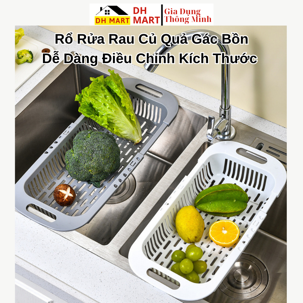 Rổ Rửa Rau Củ Quả Gác Bồn Rửa Chén Thu Gọn, Rổ Gác Bồn Rửa Chén, Rổ Đa ...