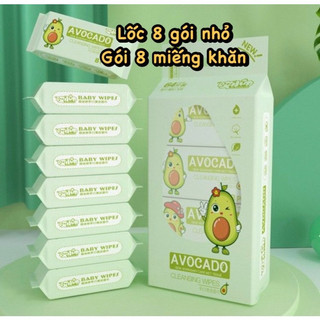 Khăn giấy ướt mini bỏ túi tiện lợi, giấy ướt mini bịch 8 gói nhỏ 64 khăn