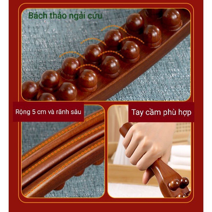 Gậy gỗ 20 bi đa năng đánh tan mỡ bụng, lưng giúp giảm béo, đả thông kinh lạc