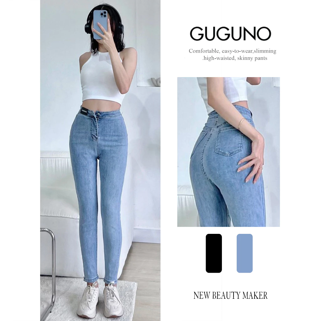 Quần jeans nữ ôm body GUGUNO (Mẫu thật) (quần jeans nữ, quần jean nữ, quần rin nữ, quần bò nữ)