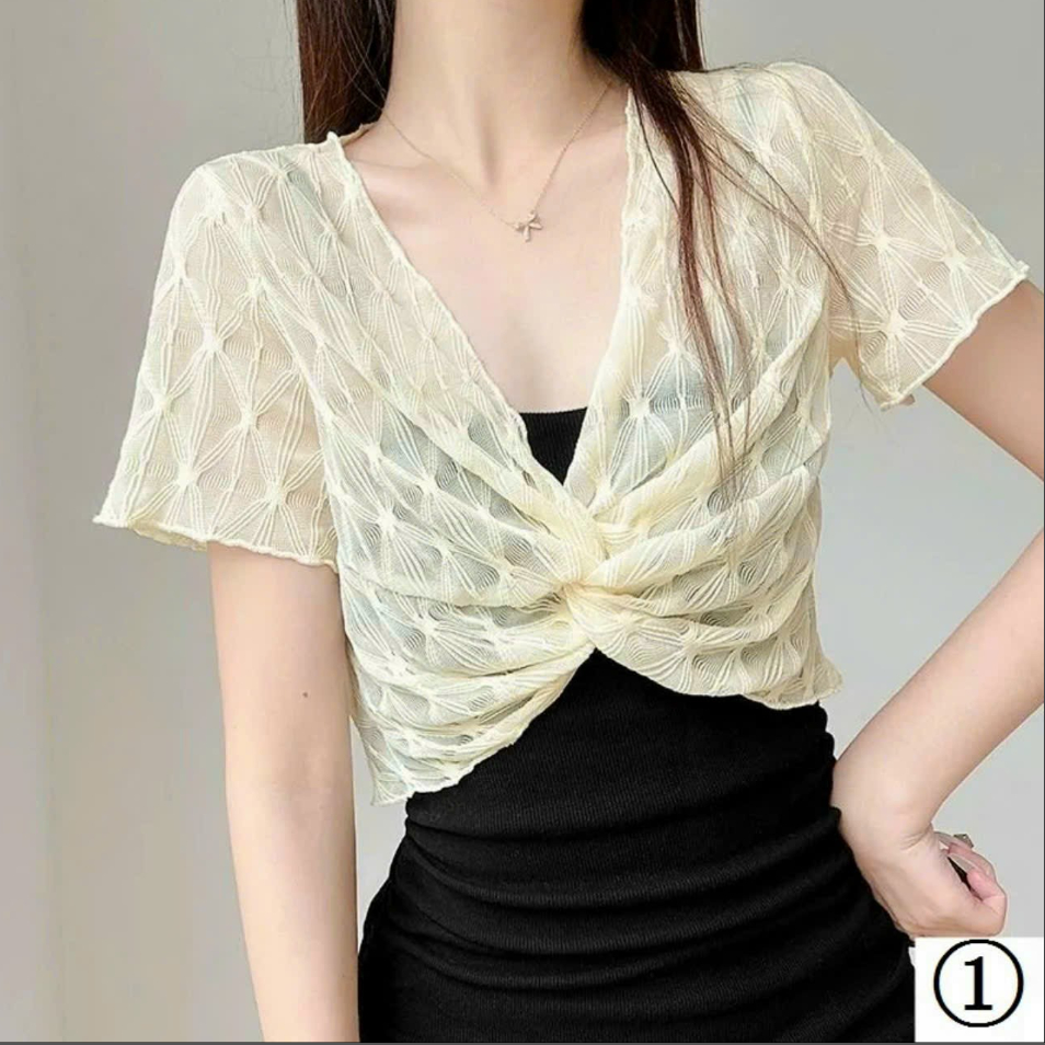 Áo Khoác Len Lưới mỏng phong cách Hàn quốc cardigan dáng ngắn mã 002 | BigBuy360 - bigbuy360.vn