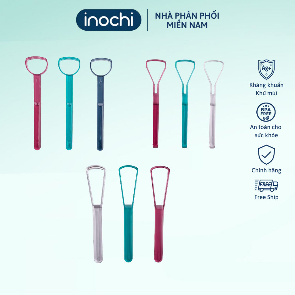 Ảnh 1 set 3 Đồ cạo lưỡi inochi, nhựa PP an toàn, nạo lưỡi, dụng cụ vệ sinh lưỡi cho bé dụng cụ vệ sinh lưỡi tiện dụng 1