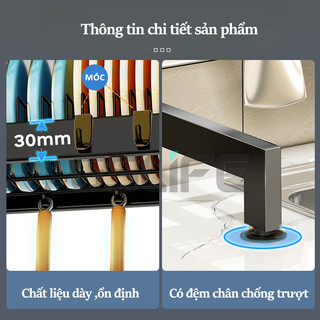 Gslife Kệ Để Chén Đĩa Thông Minh Trên Bồn Rửa Đặt Trên Bồn Cao Cấp Sơn Đen Tĩnh Điện Cao Cấp