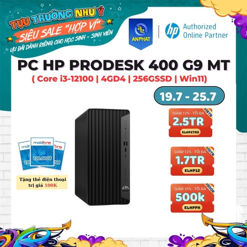 [Mã ELHP2TR5 giảm 12% đơn 18TR] HP Prodesk 400 G9 MT (72K96PA) ( i3-12100 | 4GD4 | 256GSSD | Win11)