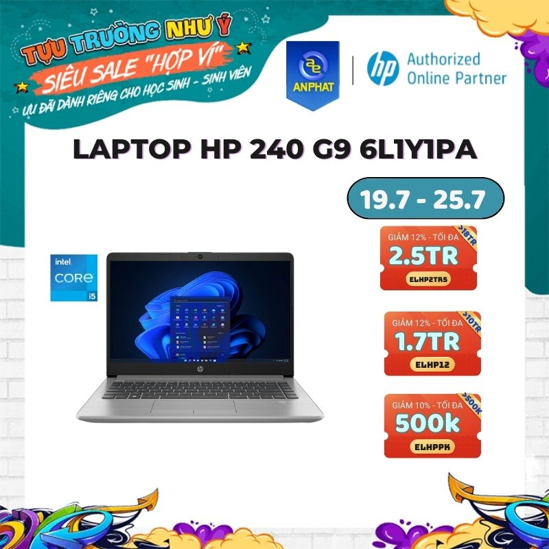 [Mã ELHP12 giảm 12% đơn 10TR] Laptop HP 240 G9 6L1Y1PA (Core i5-1235U | 14 inch FHD)