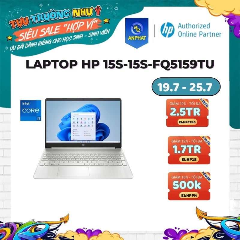 [Mã ELHP12 giảm 12% đơn 10TR] Laptop HP 15s-fq5159TU (Core i7 - 1255U | 15.6