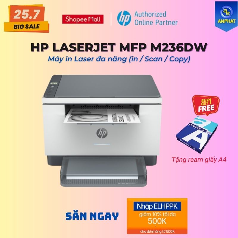 [Mã ELHPPK giảm 10% đơn 500K] Máy in đa chức năng HP LaserJet M236dw - ( 9YF95A ) - Chính hãng