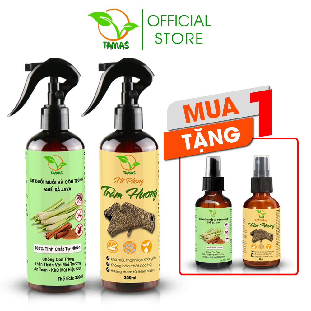 Ảnh Bộ 2 chai xịt phòng thơm lâu TAMAS 300ml, thành phần tự nhiên an toàn, giúp khử mùi, đuổi côn trùng, thư giãn, ngủ ngon. 1