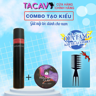 Combo Gôm Sáp LUXURIOUS 415ml +Volcanic Clay Apestomen Tạo Kiểu, Giữ Nếp Cho Tóc. HÀNG CHÍNH HÃNG