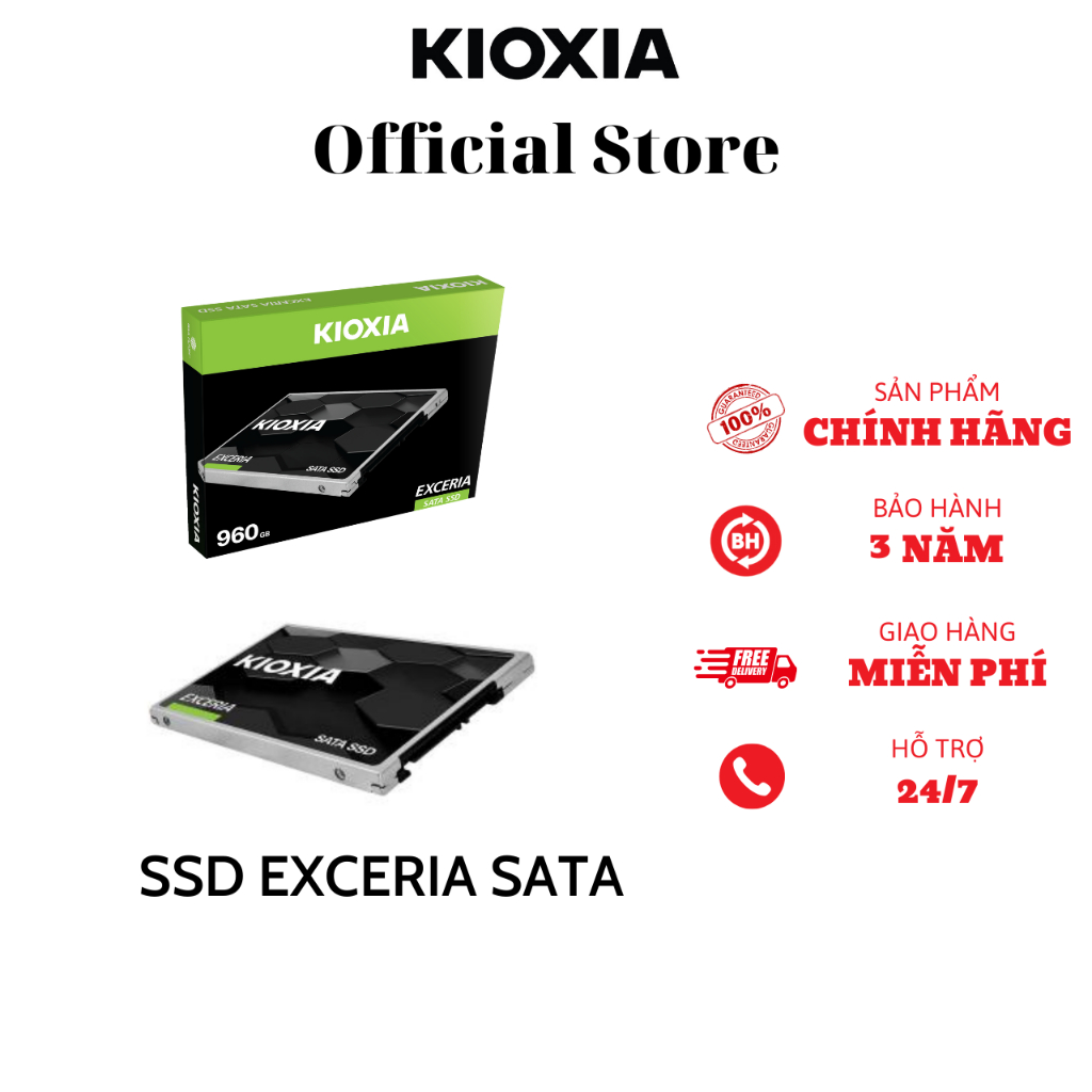 Ổ cứng SSD KIOXIA 2.5" SATA3 Dung Lượng 960Gb đọc 550mb/s, ghi 540 mb/s -Hàng Chính Hãng
