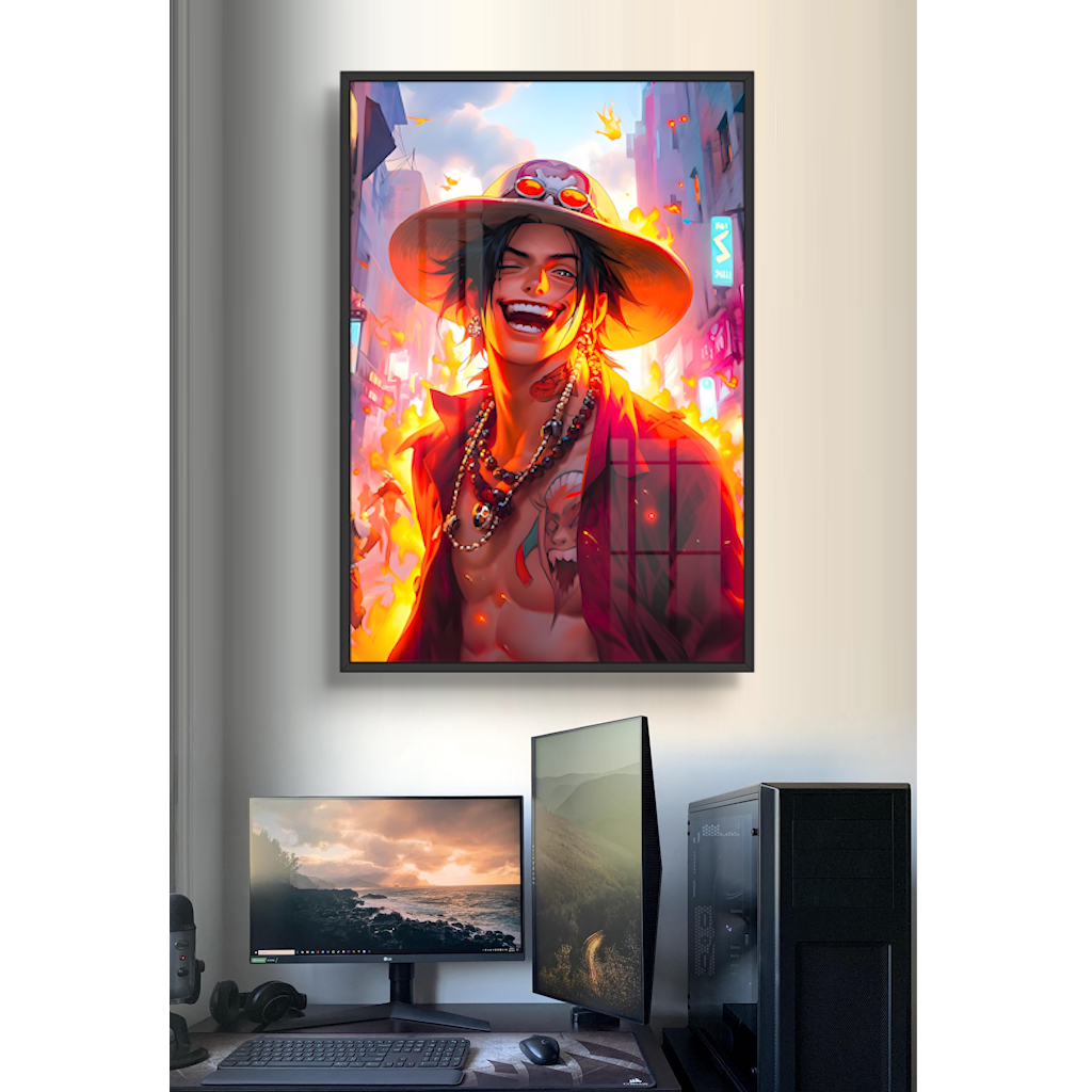 Tranh Treo Tường chủ đề ONE PIECE chất liệu tráng gương cao cấp có Khung