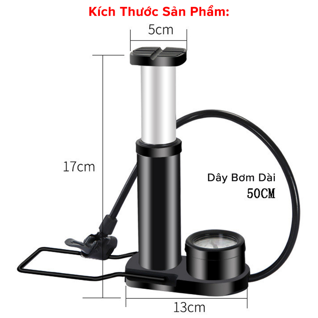 Ảnh Bơm Xe Máy Bơm Xe Đạp Nhỏ Gọn Đầu Van Đa Năng Có Đồng Hồ Báo Áp Kế Suất Bằng Hợp Kim Cao Cấp Chính Hãng Amalife 2