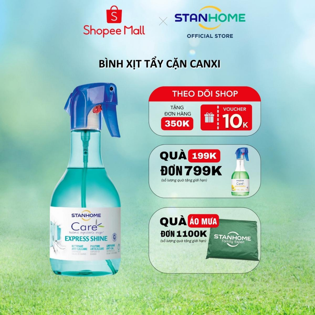 Bình Xịt Tẩy Cặn Canxi Nhà Tắm STANHOME Express Shine An Toàn Cho Da Nhạy Cảm Theo Tiêu Chuẩn Châu Âu 500ML