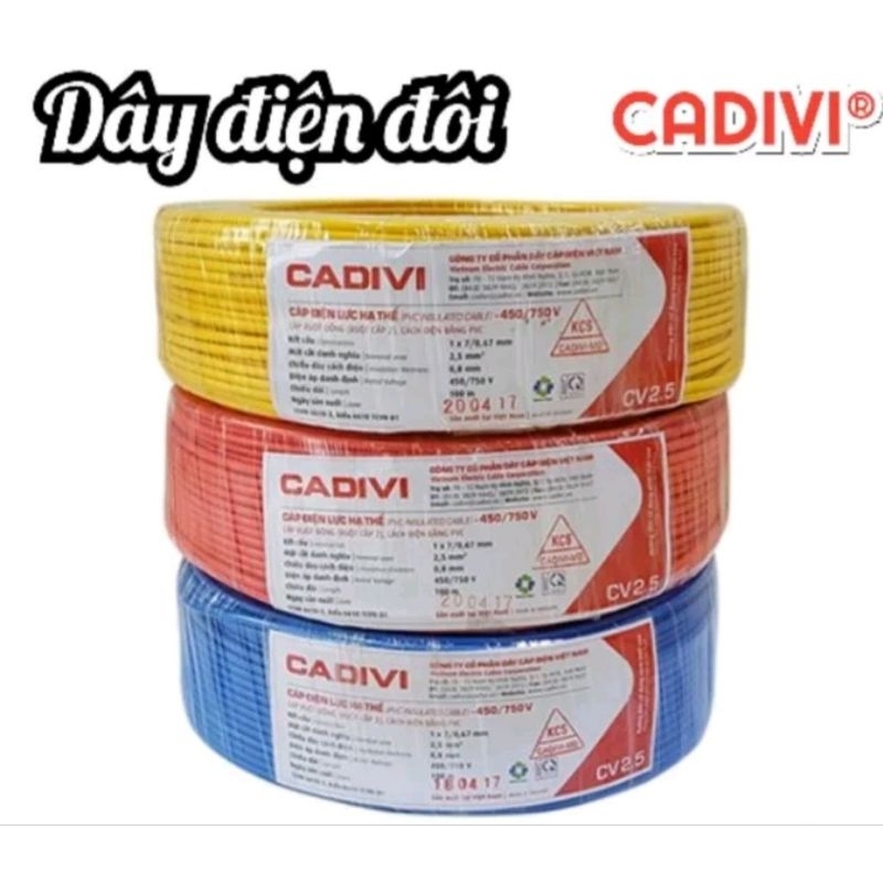 Dây Cadivi đôi mềm VCMD Cadivi 2×0.75 - 2×1.5 - 2×2.5 mm (giá 1 mét ...