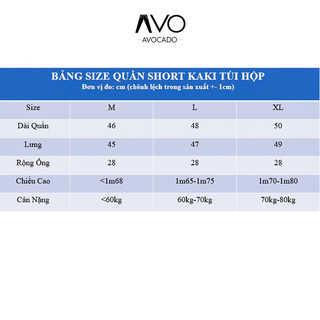 Quần Short SỌT đùi Kaki Jean Nam ngắn Túi hộp co dãn 4 chiều cao cấp Avocado
