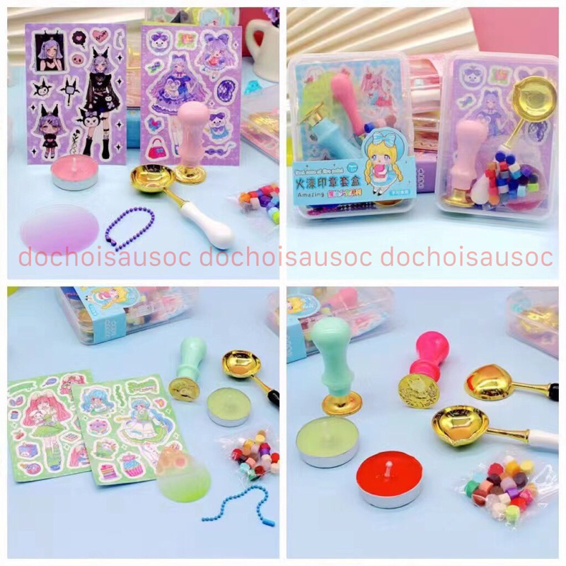 Set DIY tự làm móc khoá kèm bộ sáp đóng dấu hot hit