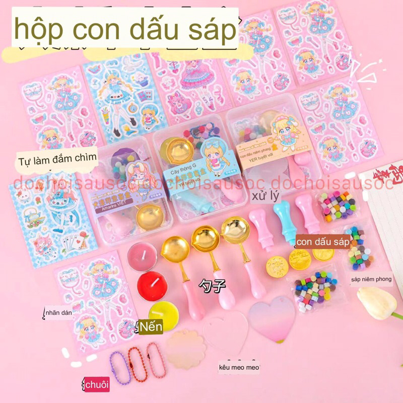 Set DIY tự làm móc khoá kèm bộ sáp đóng dấu hot hit