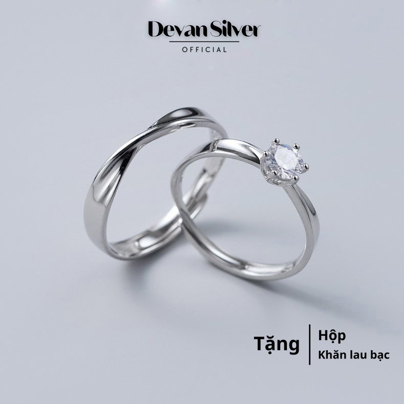 925 Silver Couple Rings, adjustable by Devan Silver