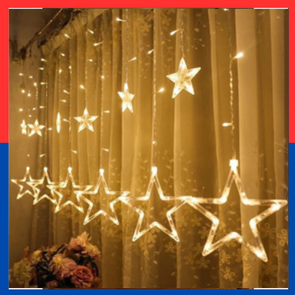 Dây đèn led rèm ngôi sao. ánh sáng vàng Led mành trang trí siêu đẹp ...