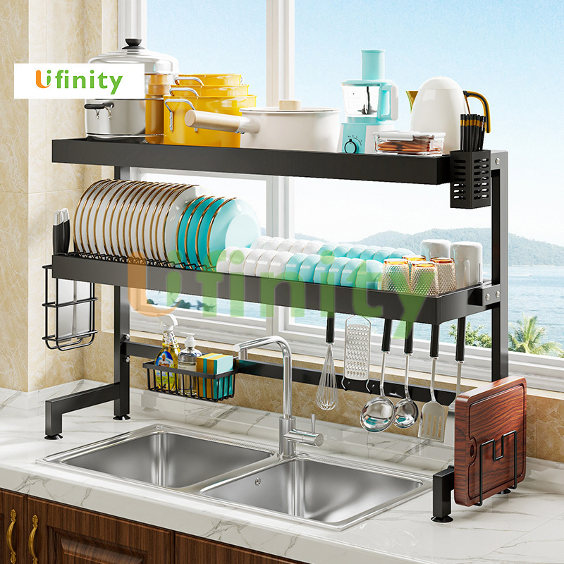 Lifinity Kệ Bát Đĩa-Kệ Để Chén Bát Đĩa Đa Năng Trên Bồn Rửa Thép carbon Cao Cấp Màu Đen,Tiện Dùng