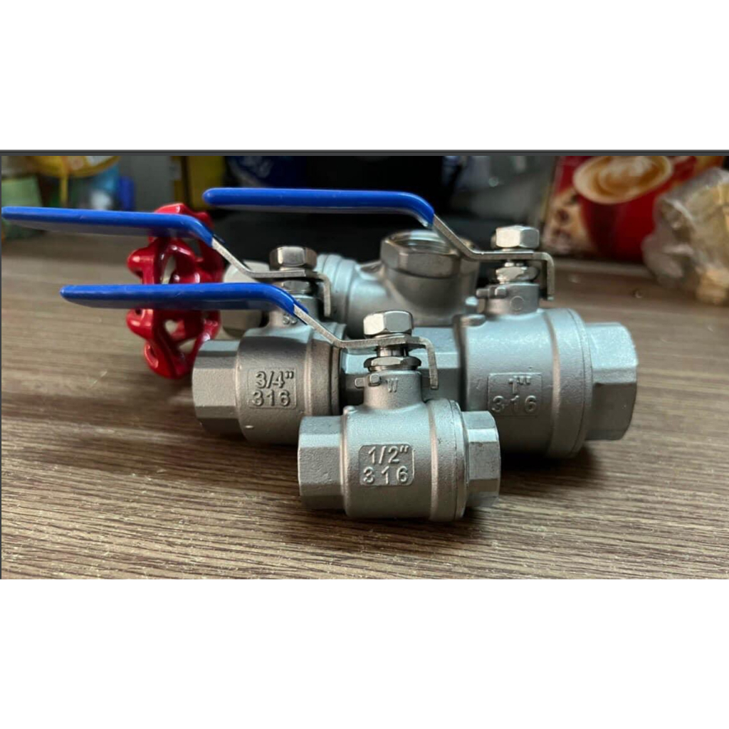 Van bi inox 316  ren 13mm(1/4), 17mm(3/8), 21mm(1/2), 27mm(3/4), 34mm(1)